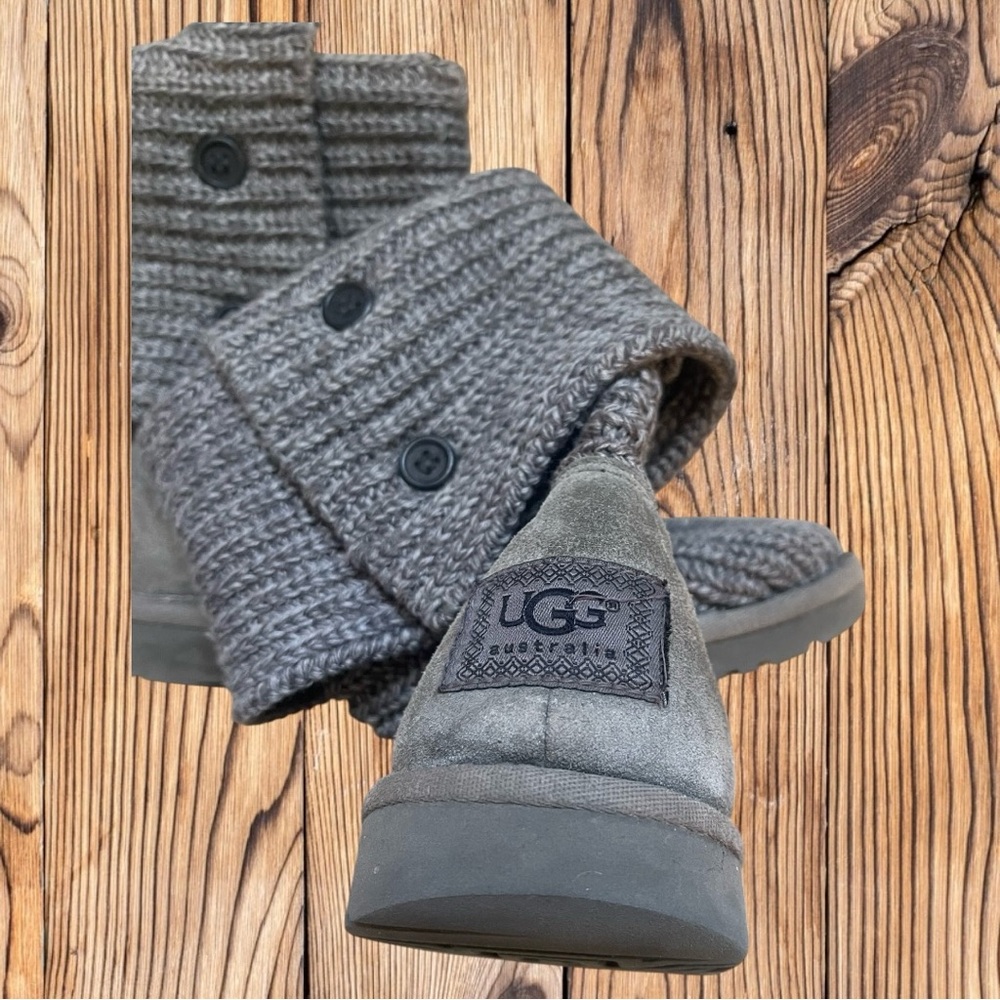 UGG Gray Classic Cardy Knit Ankle Boots